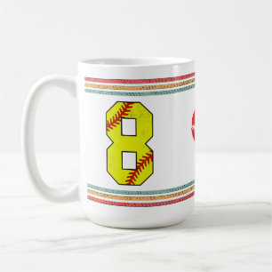 Vintage Retro Softball Nummer 8 Sport Kaffeetasse