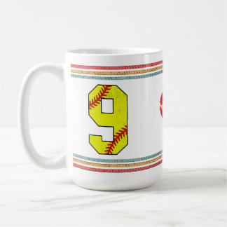 Vintage Retro Softball Nummer 9 Varsity Kaffeetasse