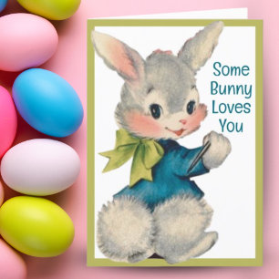 Vintage Retro Some Bunny Liebt Dich Benutzerdefini Feiertagskarte