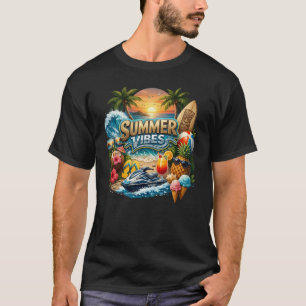 Vintage Retro Sommer Stimmung Tropischer Strand So T-Shirt