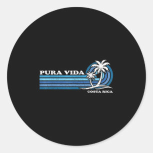 Vintage Retro Sommerurlaub Costa Rica Pura Vida Runder Aufkleber