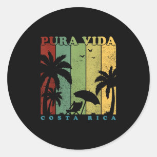Vintage Retro Sommerurlaub Costa Rica Pura Vida Runder Aufkleber