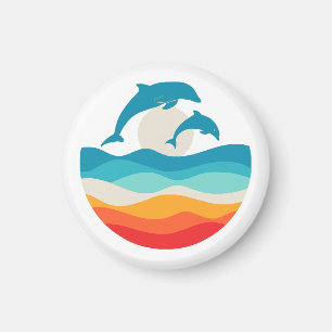 Vintage Retro Sommerzeit Strand Delphin Magnet