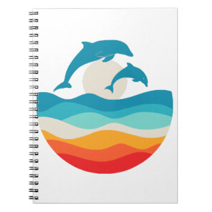 Vintage Retro Sommerzeit Strand Delphin Notizblock