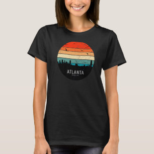 Vintage Retro Sonnenuntergang Atlanta City Skyline T-Shirt