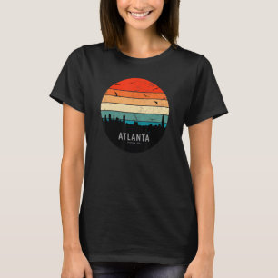 Vintage Retro Sonnenuntergang Atlanta City Skyline T-Shirt
