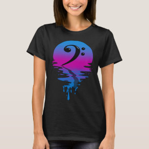 Vintage Retro Sonnenuntergang Bassschlüssel T-Shirt