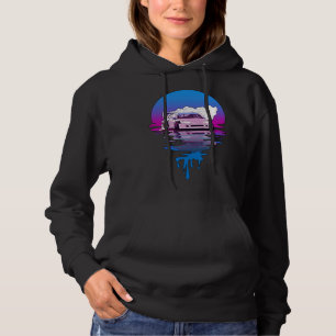 Vintage Retro Sonnenuntergang Driftendes Auto Hoodie