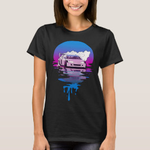 Vintage Retro Sonnenuntergang Driftendes Auto T-Shirt