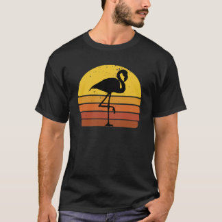 Vintage Retro Sonnenuntergang Flamingo Sommer Stra T-Shirt