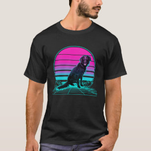 Vintage Retro Sonnenuntergang Flat Coated Retrieve T-Shirt