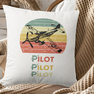 Vintage Retro Sonnenuntergang, Flugzeugpilot, Cool Kissen