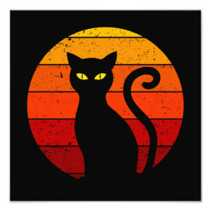 Vintage Retro Sonnenuntergang Halloween Schwarze K Fotodruck