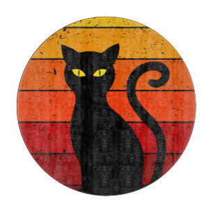 Vintage Retro Sonnenuntergang Halloween Schwarze K Schneidebrett