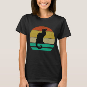 Vintage Retro Sonnenuntergang Le Chat Noir Schwarz T-Shirt