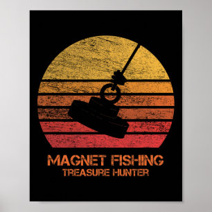 Vintage Retro Sonnenuntergang Magnetfischen Poster