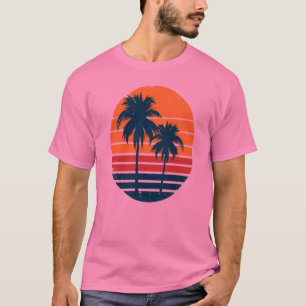 Vintage Retro Sonnenuntergang Palme Sommer T-Shirt