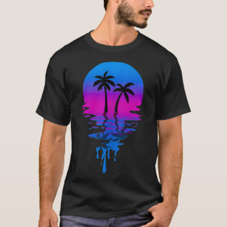 Vintage Retro Sonnenuntergang Palme T-Shirt