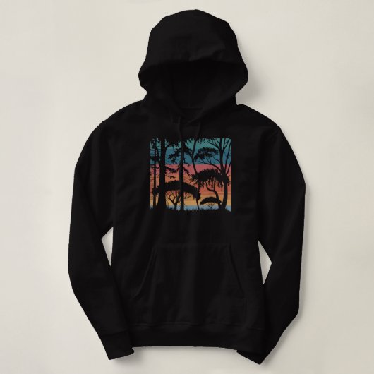 Vintage Retro-Sonnenuntergangspalmen im Freien Hoodie (Design vorne)