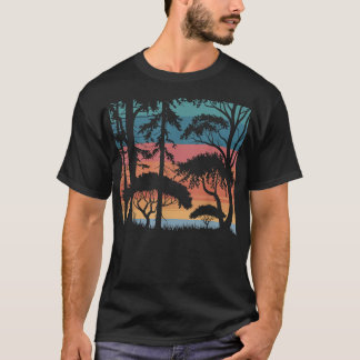 Vintage Retro-Sonnenuntergangspalmen im Freien T-Shirt