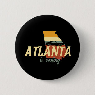 Vintage Retro Stadt-Karte Atlantas Georgia USA Button
