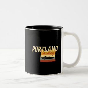 Vintage Retro Stadtplan von Portland Oregon USA Zweifarbige Tasse