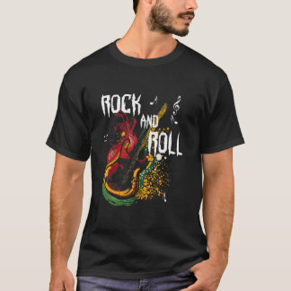 Vintage Retro Stil 80er Rock Roll Musik Gitarre T-Shirt