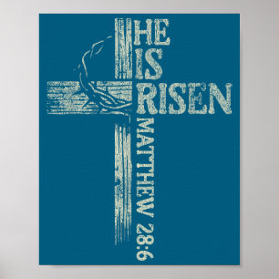 Vintage Retro Stil Kreuz Er ist auferstanden Jesus Poster