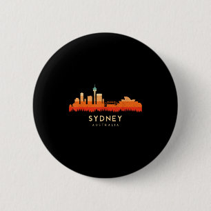 Vintage Retro Stil Landschaft Sonne Skyline Sydney Button