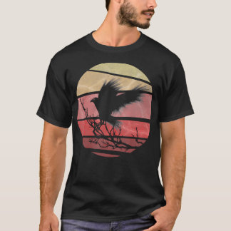 Vintage Retro Stil Red Moon Raven Grafik Schwarz T-Shirt