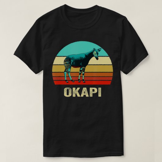 Vintage Retro Stil Sonnenuntergang Okapi T-Shirt (Design vorne)