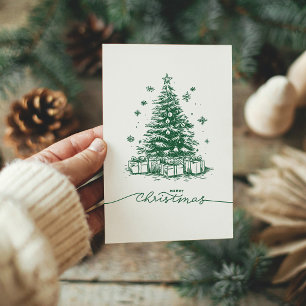 Vintage Retro Stil Weihnachtsbaum Minimalistisch Feiertagskarte