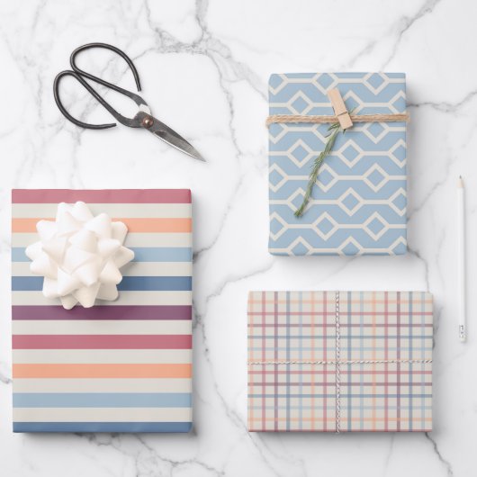 Vintage Retro-Stilmuster, kostenloses Paket Geschenkpapier Set (Vorderseite)