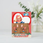 Vintage Retro-Stockade Valentinkarte Feiertagspostkarte (Stehend Vorderseite)