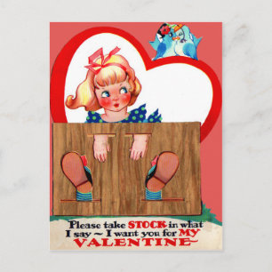 Vintage Retro Stockade Valentinskarte Feiertagspostkarte