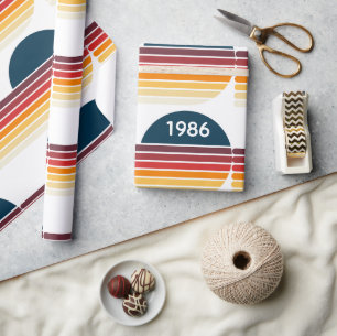 Vintage Retro-Streifen 1986 Sonne 40 Geburtstag Pr Geschenkpapier