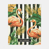Vintage Retro Streifen Flamingo Fleecedecke (Vorderseite)