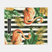 Vintage Retro Streifen Flamingo Fleecedecke (Vorderseite (Horizontal))