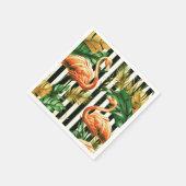 Vintage Retro Streifen Flamingo Serviette (Ecke)