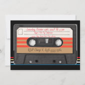 Vintage Retro-Streifen-Kassette Primärfarben Einladung (Rückseite)