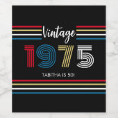 Vintage Retro Stripe 1975 Primärfarben Weinetikett (Einzelnes Label)