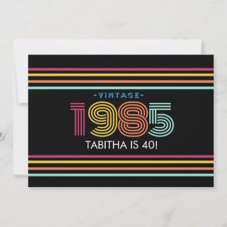 Vintage Retro Stripe Kassette Neonfarben 1985 Einladung