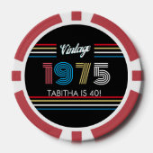 Vintage Retro Stripe Primärfarben 1975 Pokerchips (Vorderseite)