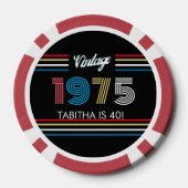 Vintage Retro Stripe Primärfarben 1975 Pokerchips (Rückseite)