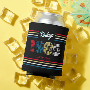 Vintage Retro Stripe Primärfarben 1985 Dosenkühler