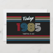 Vintage Retro Stripe Primärfarben 1985 Einladung (Vorderseite)