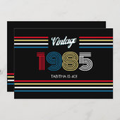 Vintage Retro Stripe Primärfarben 1985 Einladung (Vorne/Hinten)