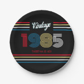 Vintage Retro Stripe Primärfarben 1985 Pappteller (Vorderseite)