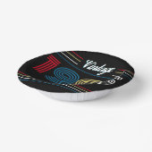 Vintage Retro Stripe Primärfarben 1985 Pappteller (Gewinkelt)