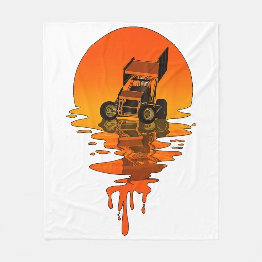 Vintage Retro-Style Sprint Car Racing Fleecedecke (Vorderseite)